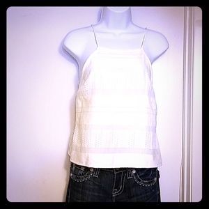 Cream sheer sleevless blouse